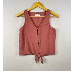 Texture Thread Madewell Button Front Tie Front Tank Top Size S Rose Pink